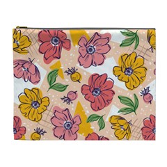 Cartoon Flowers Cosmetic Bag (xl) by designsbymallika