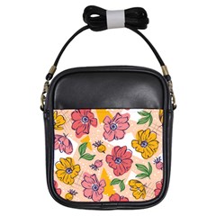 Cartoon Flowers Girls Sling Bag by designsbymallika