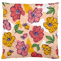 Cartoon Flowers Large Cushion Case (two Sides) by designsbymallika