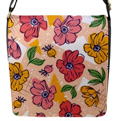 Cartoon Flowers Flap Closure Messenger Bag (s)