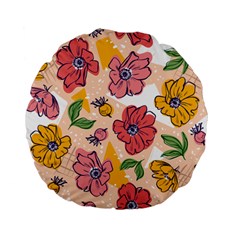 Cartoon Flowers Standard 15  Premium Flano Round Cushions by designsbymallika