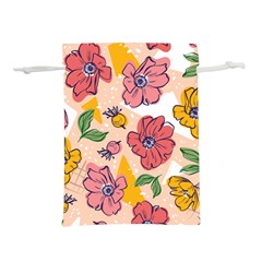 Cartoon Flowers Lightweight Drawstring Pouch (l) by designsbymallika