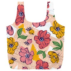 Cartoon Flowers Full Print Recycle Bag (xxl) by designsbymallika