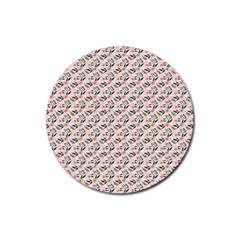 Pink Floral Love Rubber Round Coaster (4 Pack) 