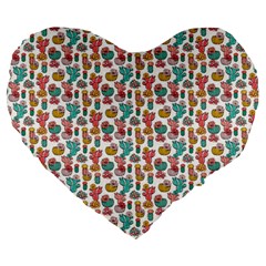 Cactus Love Large 19  Premium Flano Heart Shape Cushions by designsbymallika