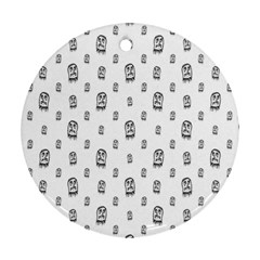 Sketchy Monster Pencil Drawing Motif Pattern Round Ornament (two Sides) by dflcprintsclothing