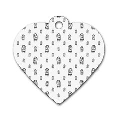 Sketchy Monster Pencil Drawing Motif Pattern Dog Tag Heart (two Sides) by dflcprintsclothing