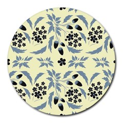 Folk Flowers Art Pattern Floral  Surface Design  Seamless Pattern Round Mousepads