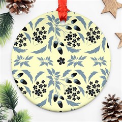 Folk Flowers Art Pattern Floral  Surface Design  Seamless Pattern Ornament (round) by Eskimos