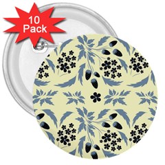 Folk Flowers Art Pattern Floral  Surface Design  Seamless Pattern 3  Buttons (10 Pack)  by Eskimos