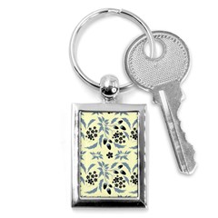 Folk Flowers Art Pattern Floral  Surface Design  Seamless Pattern Key Chain (rectangle) by Eskimos