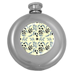 Folk Flowers Art Pattern Floral  Surface Design  Seamless Pattern Round Hip Flask (5 Oz) by Eskimos