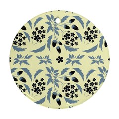 Folk Flowers Art Pattern Floral  Surface Design  Seamless Pattern Round Ornament (two Sides) by Eskimos