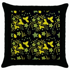 Folk Flowers Art Pattern Floral  Surface Design  Seamless Pattern Throw Pillow Case (black) by Eskimos