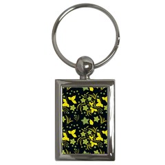 Folk Flowers Art Pattern Floral  Surface Design  Seamless Pattern Key Chain (rectangle) by Eskimos