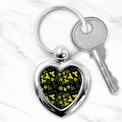 Folk Flowers Art Pattern Floral  Surface Design  Seamless Pattern Key Chain (heart) by Eskimos