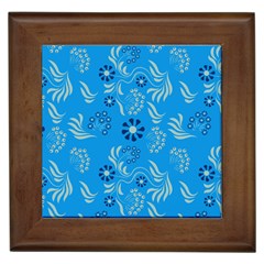 Folk Flowers Art Pattern Floral  Surface Design  Seamless Pattern Framed Tile by Eskimos