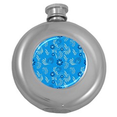 Folk Flowers Art Pattern Floral  Surface Design  Seamless Pattern Round Hip Flask (5 Oz) by Eskimos