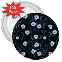 Folk Flowers Art Pattern Floral  Surface Design  Seamless Pattern 3  Buttons (100 Pack)  by Eskimos