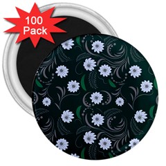 Folk Flowers Art Pattern Floral  Surface Design  Seamless Pattern 3  Magnets (100 Pack) by Eskimos