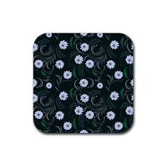 Folk Flowers Art Pattern Floral  Surface Design  Seamless Pattern Rubber Coaster (square)  by Eskimos