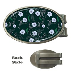 Folk Flowers Art Pattern Floral  Surface Design  Seamless Pattern Money Clips (oval)  by Eskimos