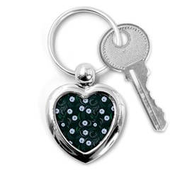 Folk Flowers Art Pattern Floral  Surface Design  Seamless Pattern Key Chain (heart) by Eskimos