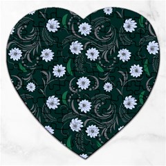 Folk Flowers Art Pattern Floral  Surface Design  Seamless Pattern Jigsaw Puzzle (heart)