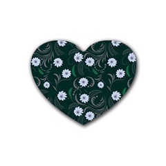 Folk Flowers Art Pattern Floral  Surface Design  Seamless Pattern Heart Coaster (4 Pack)  by Eskimos