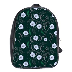 Folk Flowers Art Pattern Floral  Surface Design  Seamless Pattern School Bag (large) by Eskimos