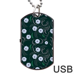 Folk Flowers Art Pattern Floral  Surface Design  Seamless Pattern Dog Tag Usb Flash (two Sides) by Eskimos