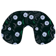 Folk Flowers Art Pattern Floral  Surface Design  Seamless Pattern Travel Neck Pillow by Eskimos