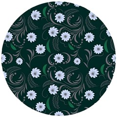 Folk Flowers Art Pattern Floral  Surface Design  Seamless Pattern Wooden Puzzle Round by Eskimos