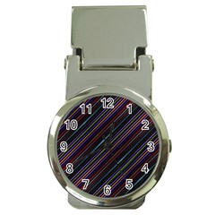 Dark Multicolored Striped Print Design Dark Multicolored Striped Print Design Money Clip Watches by dflcprintsclothing