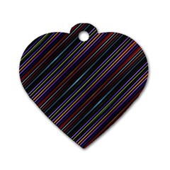 Dark Multicolored Striped Print Design Dark Multicolored Striped Print Design Dog Tag Heart (one Side)