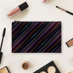 Dark Multicolored Striped Print Design Dark Multicolored Striped Print Design Cosmetic Bag (medium)