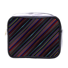 Dark Multicolored Striped Print Design Dark Multicolored Striped Print Design Mini Toiletries Bag (one Side) by dflcprintsclothing