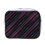 Dark Multicolored Striped Print Design Dark Multicolored Striped Print Design Mini Toiletries Bag (One Side) Front