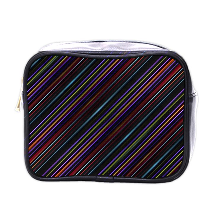 Dark Multicolored Striped Print Design Dark Multicolored Striped Print Design Mini Toiletries Bag (One Side)