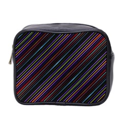 Dark Multicolored Striped Print Design Dark Multicolored Striped Print Design Mini Toiletries Bag (two Sides) by dflcprintsclothing