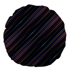 Dark Multicolored Striped Print Design Dark Multicolored Striped Print Design Large 18  Premium Round Cushions