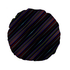 Dark Multicolored Striped Print Design Dark Multicolored Striped Print Design Standard 15  Premium Flano Round Cushions