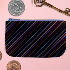 Dark Multicolored Striped Print Design Dark Multicolored Striped Print Design Large Coin Purse by dflcprintsclothing