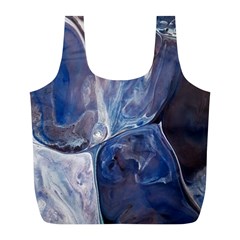 Abstract Blue Full Print Recycle Bag (l) by kaleidomarblingart