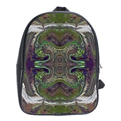 Olive Green Arabesque School Bag (large) by kaleidomarblingart