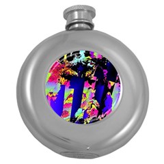 Neon Aggression Round Hip Flask (5 Oz) by MRNStudios