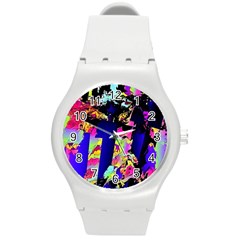 Neon Aggression Round Plastic Sport Watch (m) by MRNStudios