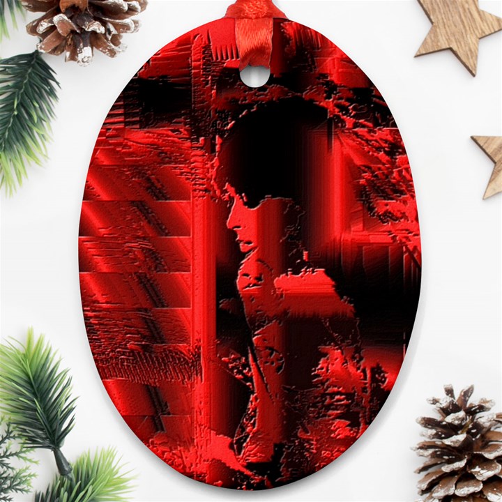 Red Light Oval Ornament (Two Sides)