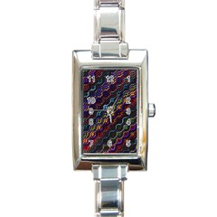 Dark Multicolored Mosaic Pattern Rectangle Italian Charm Watch by dflcprintsclothing