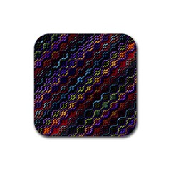 Dark Multicolored Mosaic Pattern Rubber Coaster (square)  by dflcprintsclothing